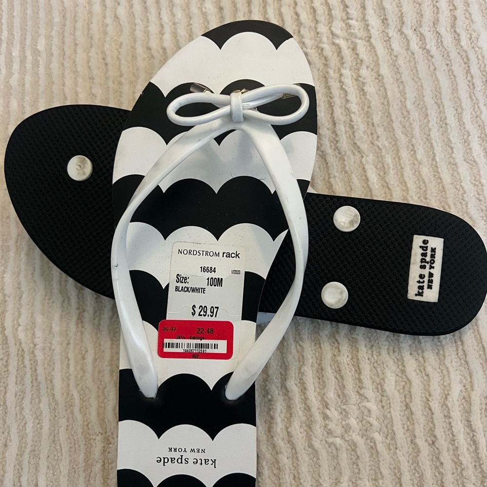 Kate Spade Black and White Flip Flops
